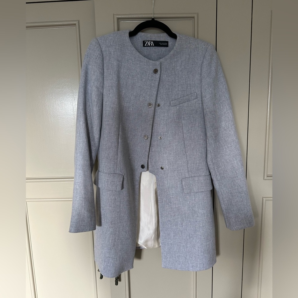 NWOT Zara light blue/grey tailored coat